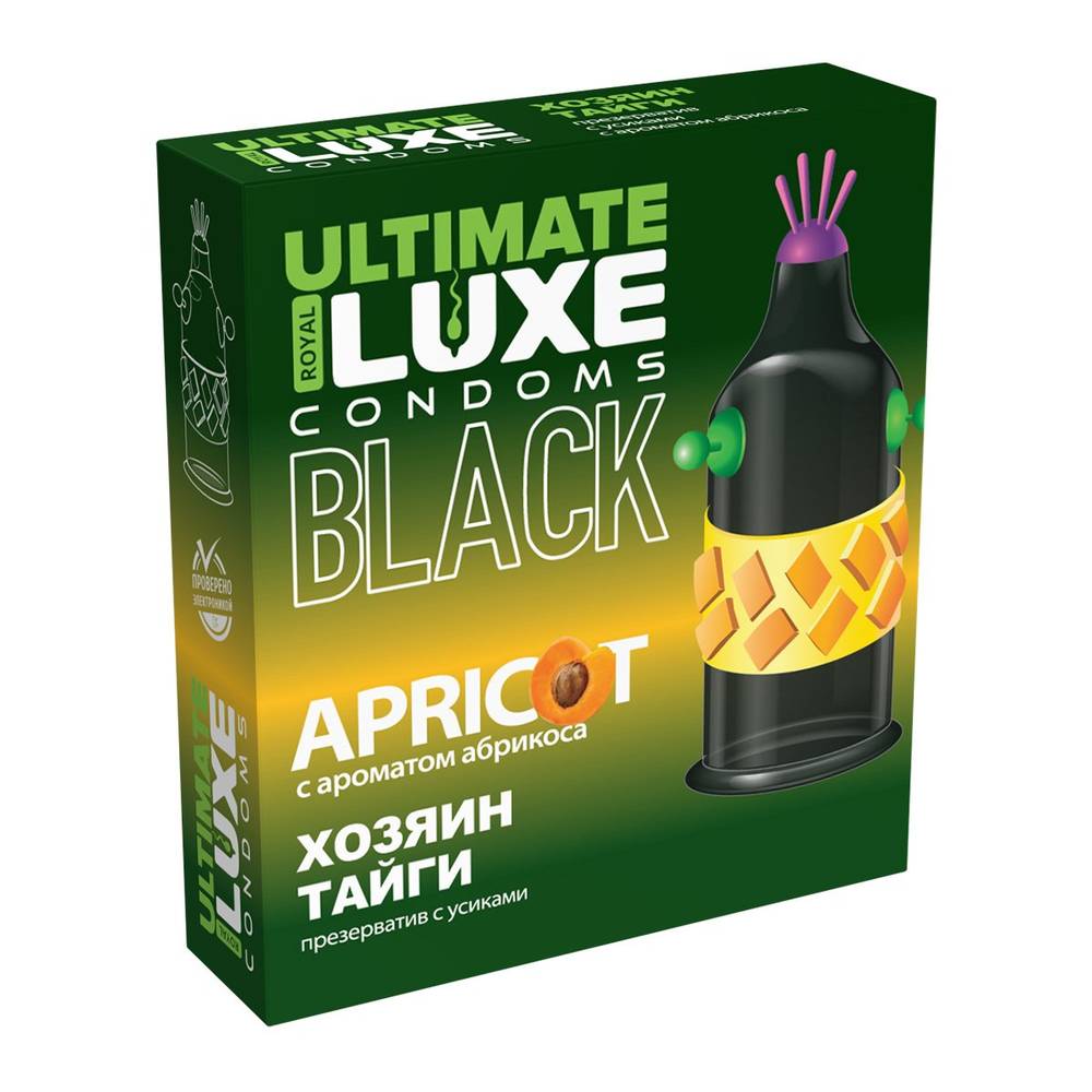 Эксклюзивный черный презерватив Luxe EXTREME BLACK ХОЗЯИН ТАЙГИ (АБРИКОС), 1 шт. Эксклюзивный черный презерватив Luxe EXTREME BLACK ХОЗЯИН ТАЙГИ (АБРИКОС), 1 шт.