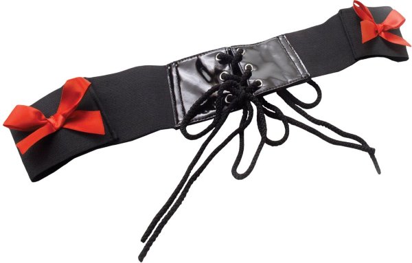 Тантрический корсет-наручники TANTRIC BINDING LOVE CORSET WITH WRIST CUFFS, черный/красный