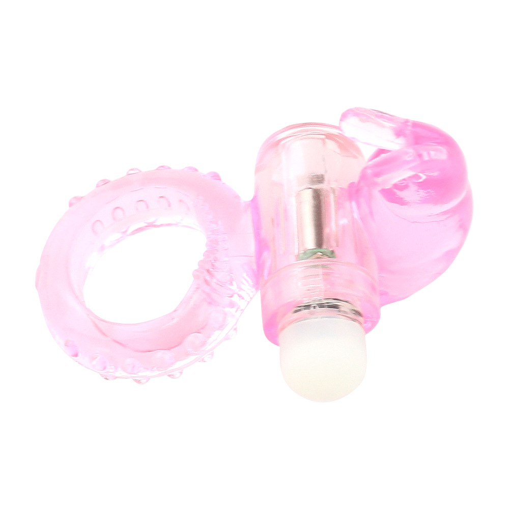 Эрекционное кольцо EVER-STAR с вибрацией и стимуляцией клитора, силикон, цвет - прозрачно-розовый, 3,8х6,8 см