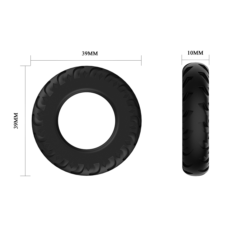 Эрекционное кольцо-Шина, плотное, толстое, силиконовое, цвет - черный, 3,9х1 см