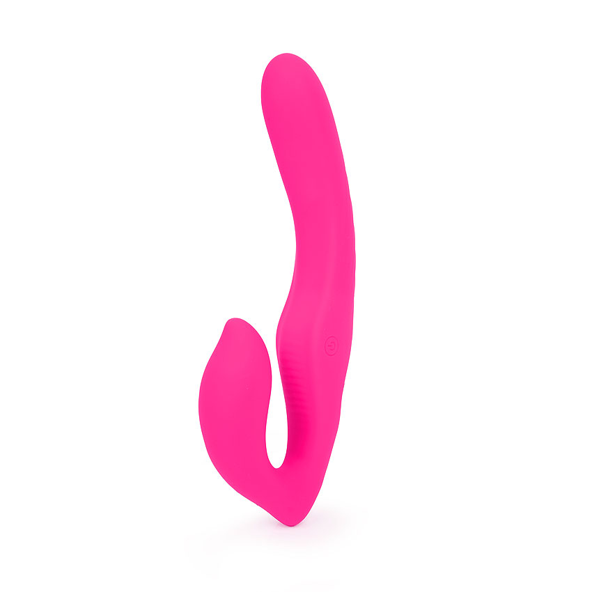  Безремневой страпон NAMI, 2 в 1, перезаряжаемый, 9 режимов, цвет ярко-розовый, общая длина 22 см; 12х3,2 см; 7,4х3,2 см