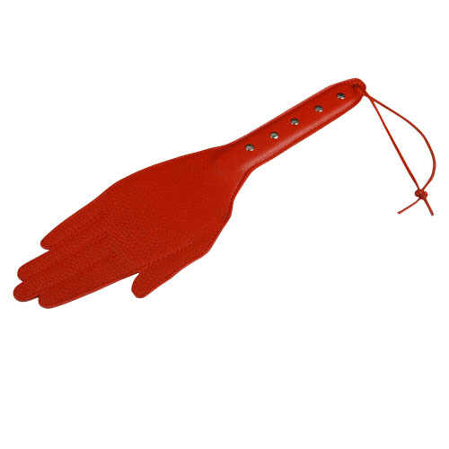 Хлопалка-ладонь, натуральная кожа, жесткая рукоять, красная, 37х9,5 см