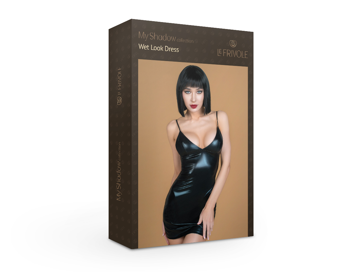Платье-футляр с молнией сзади из материала WET LOOK, разм. S/M