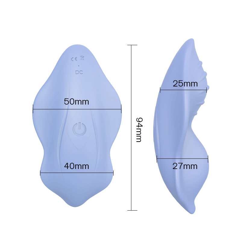 Вибростимулятор USEEKER  для тайного ношения,  с пультом ДУ,  9 режимов, силикон+ABS, голубой, 9,4х5,х2,5 