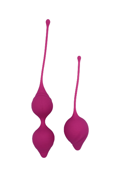 Набор Вагинальные шарики KEENIGH, двойные+одинарный, силикон, цвет - бордо,  диаметр - 3,5 см; 2,5 см