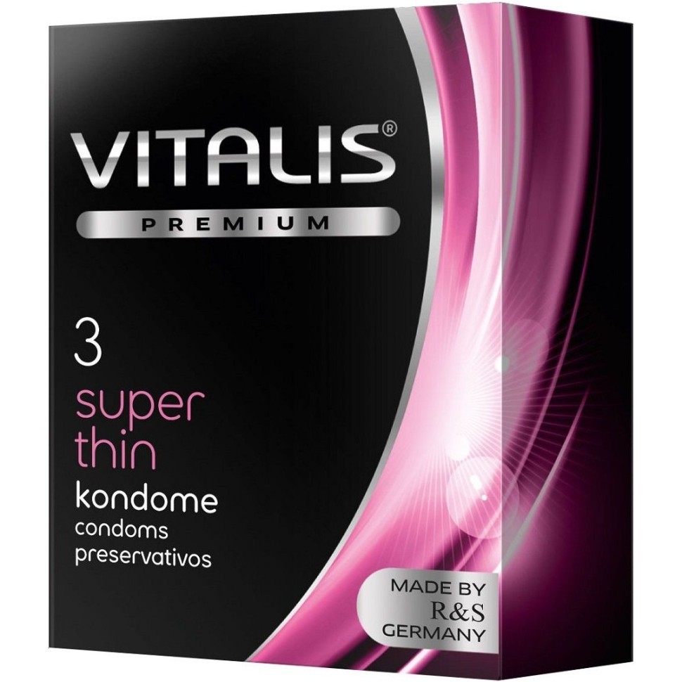 Ультратонкие презервативы VITALIS PREMIUM SUPER THIN, каучуковый латекс, 3 шт.