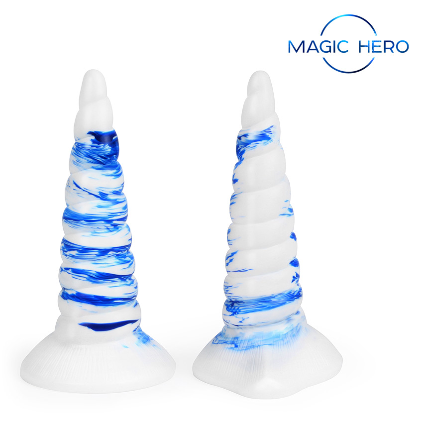 Фаллоимитатор-Елочка MAGIC HERO, силикон, синий/белый, 20(17)х5,2 см