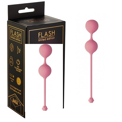 Вагинальные шарики FLASH BLISS с с внутренним утяжелителем, силикон, розовые, 2,6 см