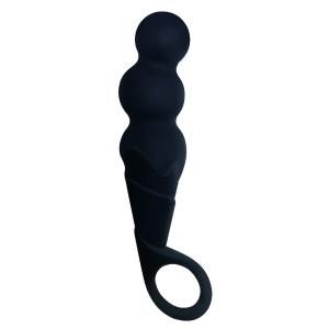 Анальный стимулятор-Елочка ICON BRANDS с ручкой-кольцом, силикон, черный,14,5х3 см