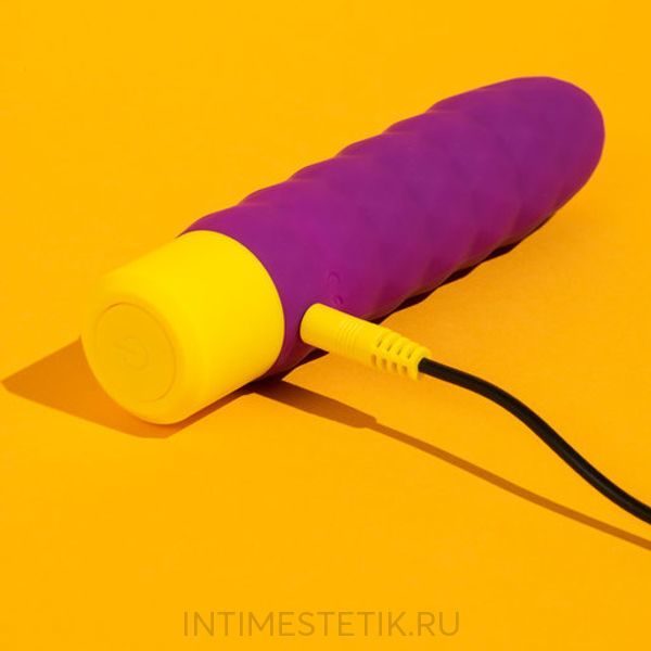 Перезаряжаемый компактный вибратор ROMP BEAT, 4 режимов вибрации, 6 скоростей,, силикон, фиолетовый/желтый, 15х3 см