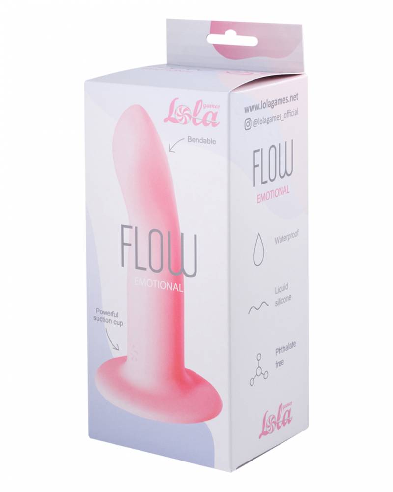Нереалистичный фаллоимитатор FLOW EMOTIONAL PINK жидкий силикон, розовый, 13(12)х2,9 см