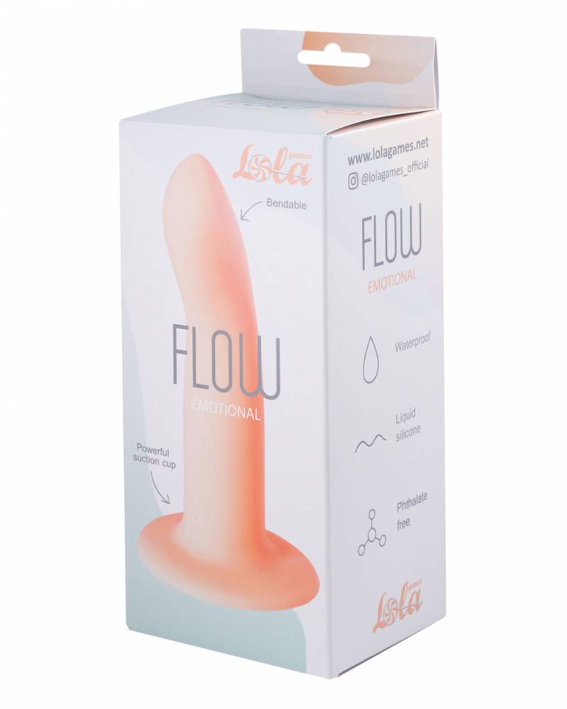 Нереалистичный фаллоимитатор FLOW EMOTIONAL FLESH, жидкий силикон, телесный, 13(12)х2,9 см 