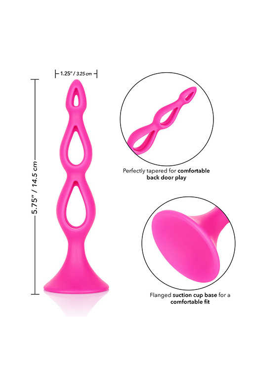 УЦЕНКА 40%! Анальная елочка SILICONE TRIPLE PROBE, силикон, розовая, 10,25х3,25 см (небольшой дефект поверхности)