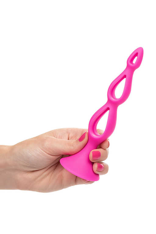 УЦЕНКА 40%! Анальная елочка SILICONE TRIPLE PROBE, силикон, розовая, 10,25х3,25 см (небольшой дефект поверхности)