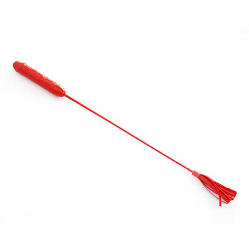 Стек с кисточками на конце, ручка-фаллос, латекс, красный, 62 см