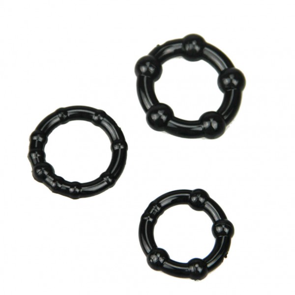 Набор: кольца эрекционные  разного диаметра,   ТПЕ, черные, в блистере, 25, 30, 35 мм