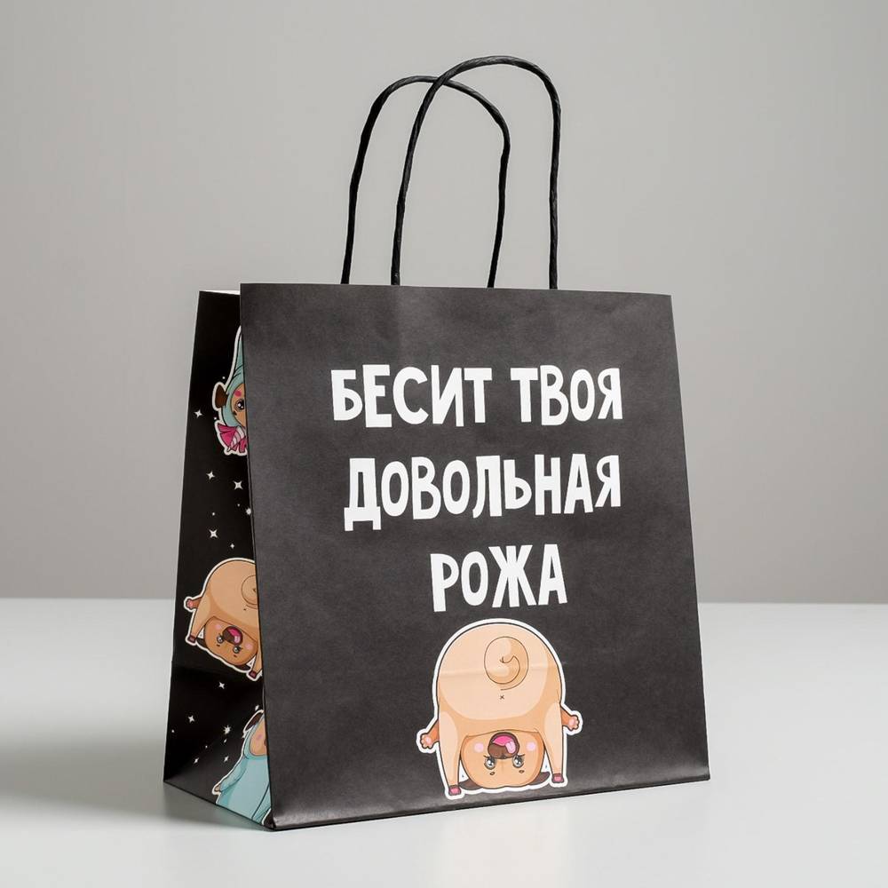 Пакет подарочный БЕСИТ, 22 х 22 х 11 см
