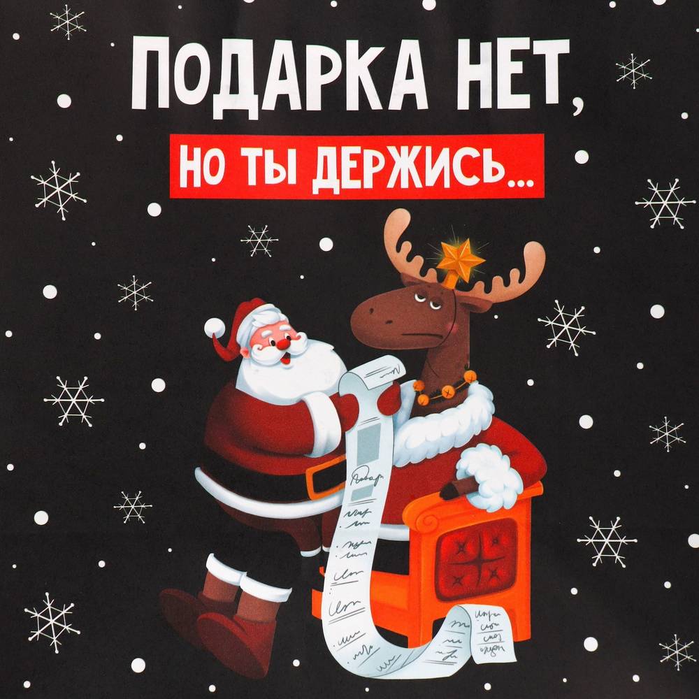 Пакет подарочный ДЕРЖИСЬ крафтовый , 22 × 22 × 11 см