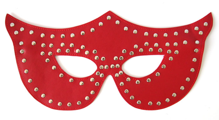 Карнавальная маска, искусственная кожа, с металлическими заклепками, красная