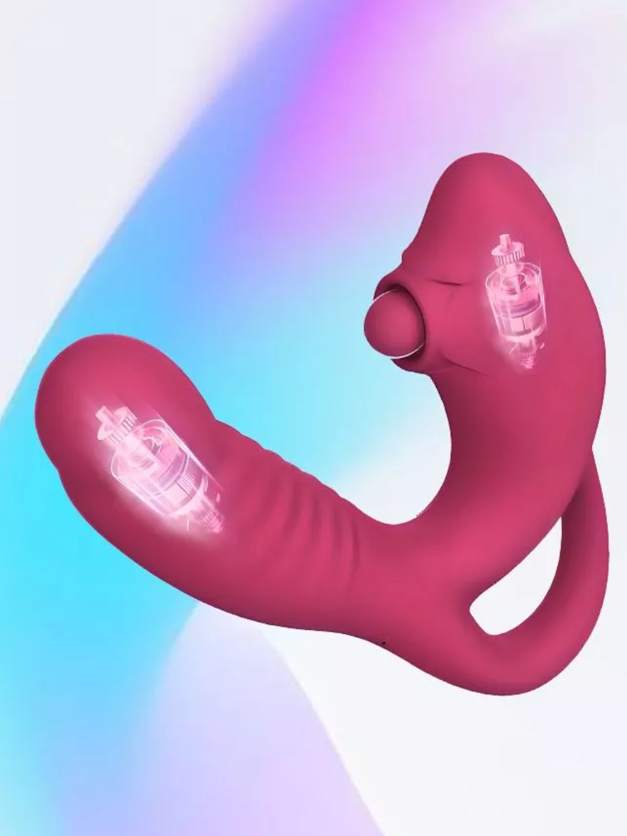 Вибратор вагинально-клиторальный, USB,10 режимов, силикон, цвет спелой вишни, 16,6х4,3 см