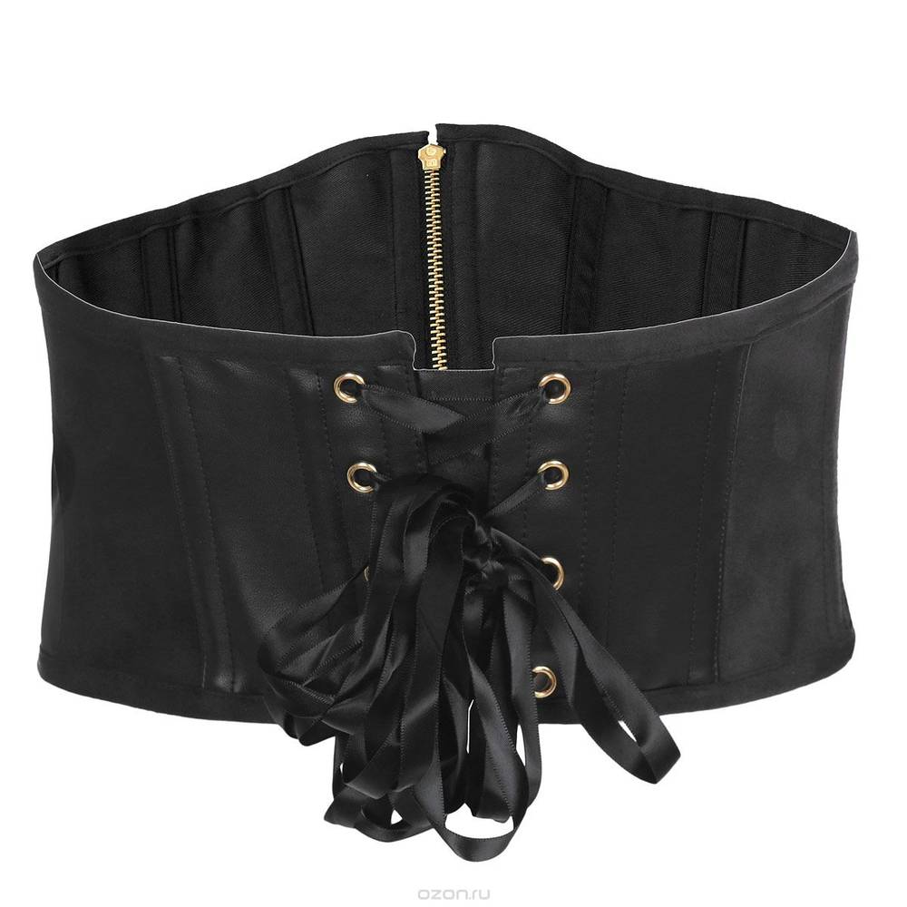 Корсет-пояс SUEDE and LEATER CINCHER,  кожа+замша, вшитые упругие пластины, черный, разм. S,M, L