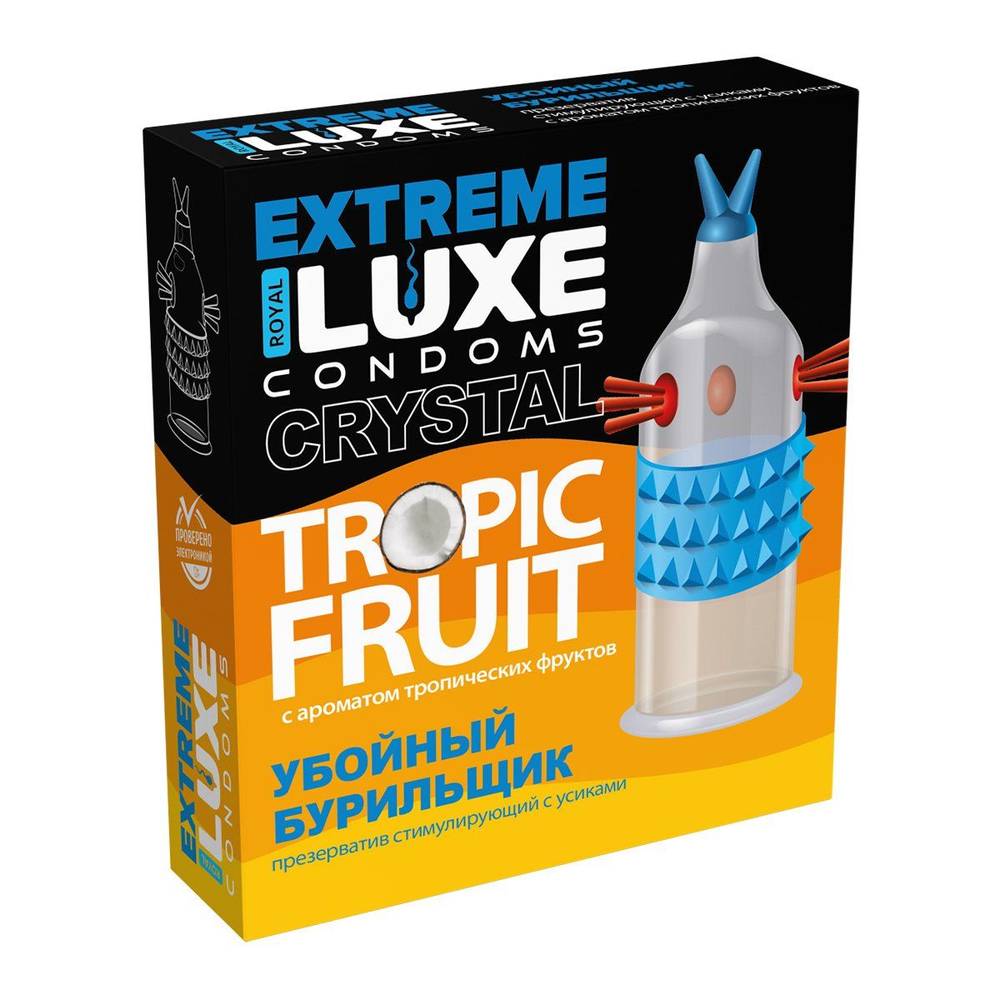 Презерватив LUXE EXTREME УБОЙНЫЙ БУРИЛЬЩИК (ТРОПИЧЕСКИЕ ФРУКТЫ), натуральный латекс, 1 шт. Презерватив LUXE EXTREME УБОЙНЫЙ БУРИЛЬЩИК (ТРОПИЧЕСКИЕ ФРУКТЫ), натуральный латекс, 1 шт.
