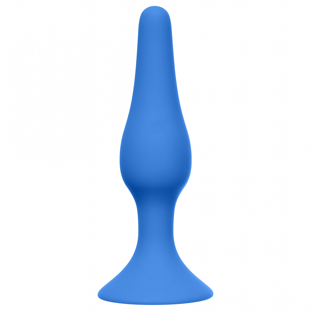 	Анальная втулка SLIM ANAL PLUG MEDIUM  BLUE на присоске, силикон, синяя, 11,5(10)х2,7 см