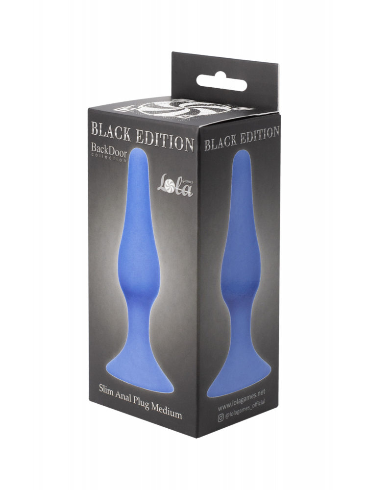 	Анальная втулка SLIM ANAL PLUG MEDIUM  BLUE на присоске, силикон, синяя, 11,5(10)х2,7 см