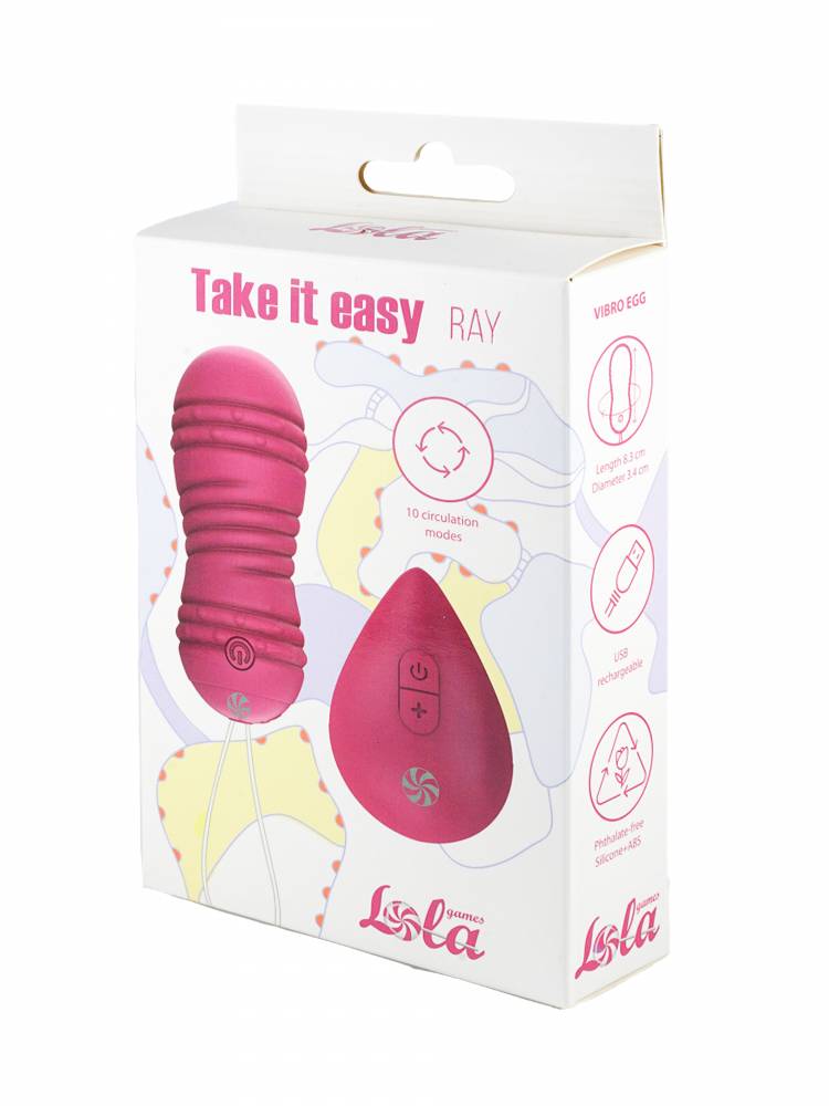 	Перезаряжаемые виброшарики TAKE IT EASY RAY PINK с ВИБРАЦИЕЙ и ЦИРКУЛЯЦИЕЙ (бегающие внутренние шарики), 10 режимов, пульт управления ДУ, силикон, цвет - розовый 8,3х3,4 см