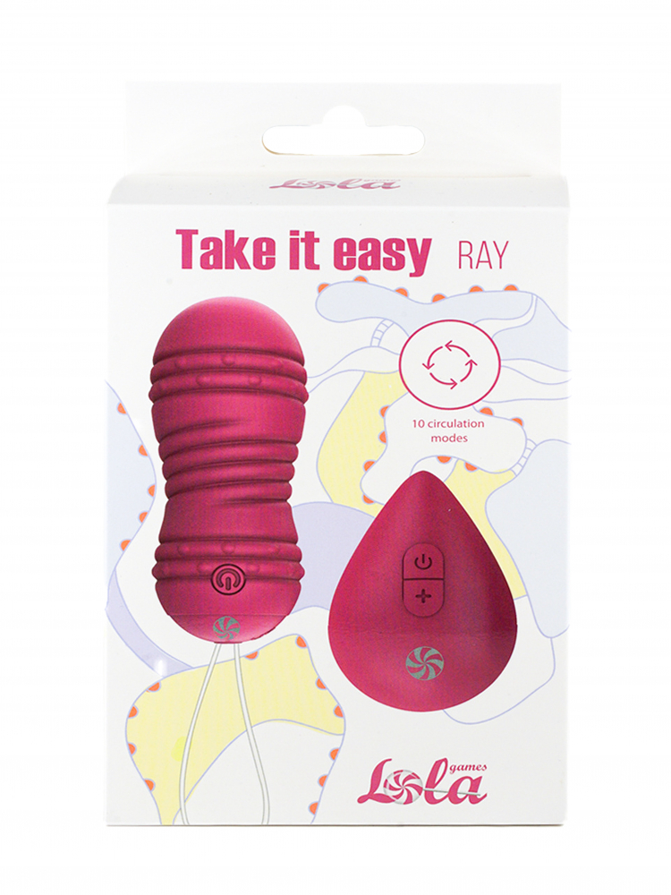 Перезаряжаемые виброшарики TAKE IT EASY RAY PINK с ВИБРАЦИЕЙ и ЦИРКУЛЯЦИЕЙ (бегающие внутренние шарики), 10 режимов, пульт управления ДУ, силикон, цвет - розовый 8,3х3,4 см