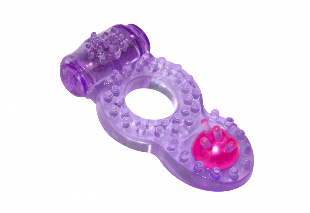 	Эрекционное кольцо RINGS RINGER purple с вибрацией, клиторальной стимуляцией, TPE, 7х3,2 см