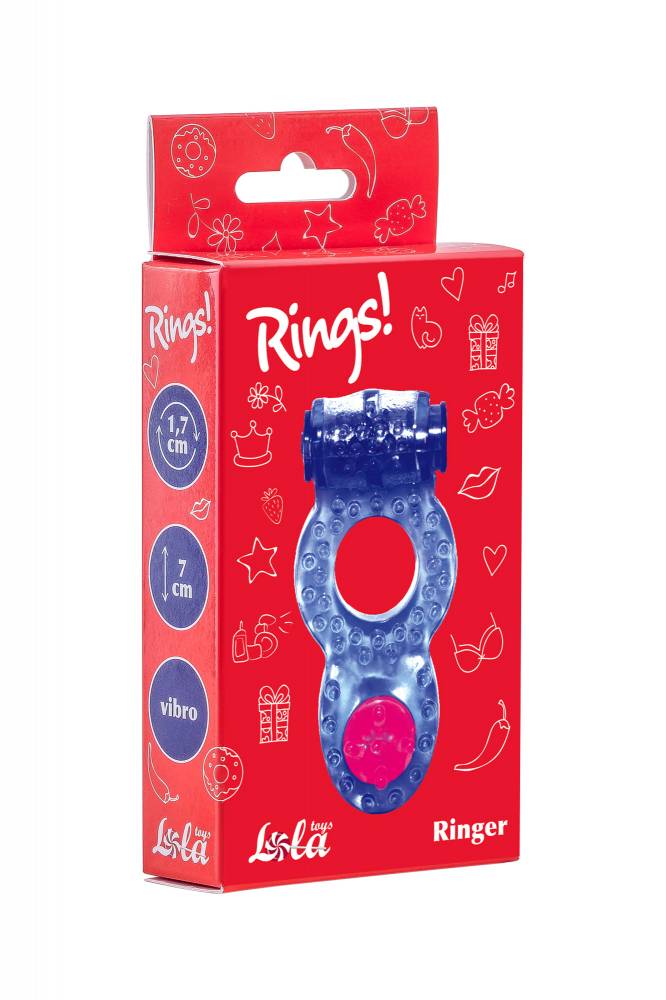 	Эрекционное кольцо RINGS RINGER purple с вибрацией, клиторальной стимуляцией, TPE, 7х3,2 см