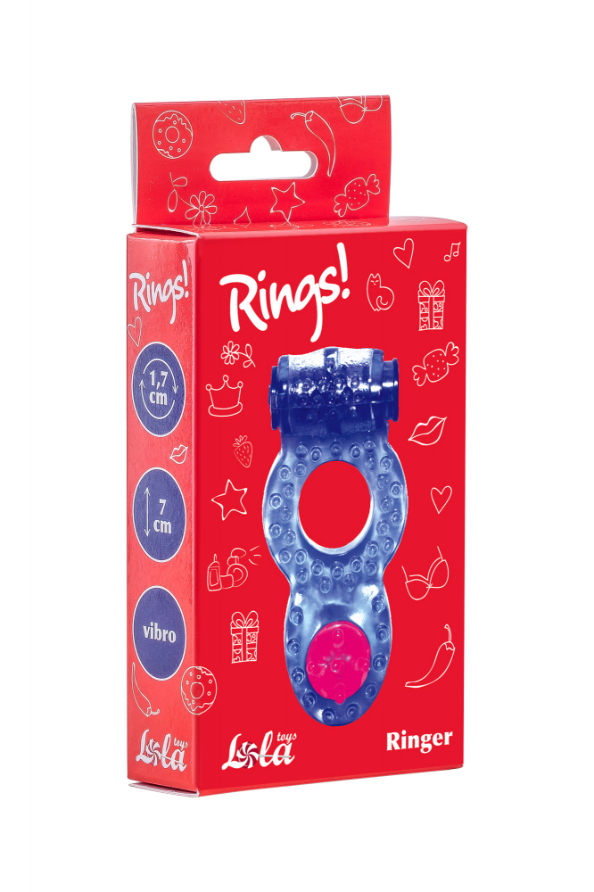 	Эрекционное кольцо RINGS RINGER purple с вибрацией, клиторальной стимуляцией, TPE, 7х3,2 см