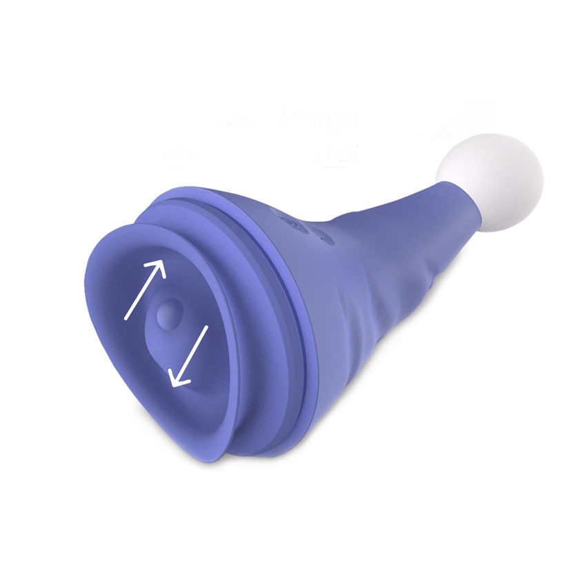 Двусторонний вибромассажер ВОЛШЕБНЫЙ КОЛПАК ДЕДА МОРОЗА, 10 режимов вибрации, 5 режимов движения шарика, силикон, голубой, 12,5х7 см