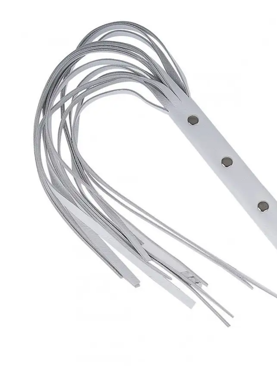 Плетка натуральная кожа, белая,  50 см