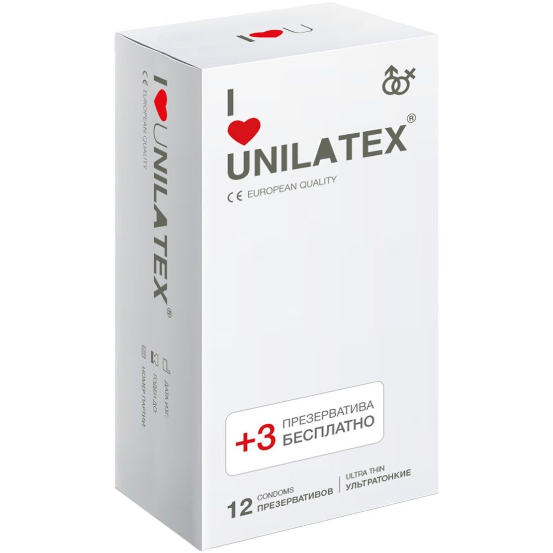 Презервативы UNILATEX ULTRA THIN Ультратонкие, 12+3 шт., 