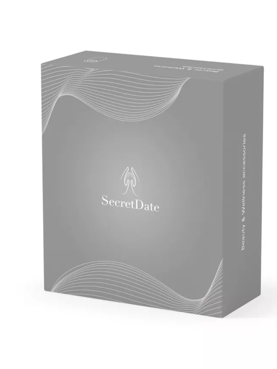 Вибратор для пар SECRETDATE, пульт ДУ, 10 режимов, силикон, светло-серый, твердая подарочная коробка, 10х6 см
