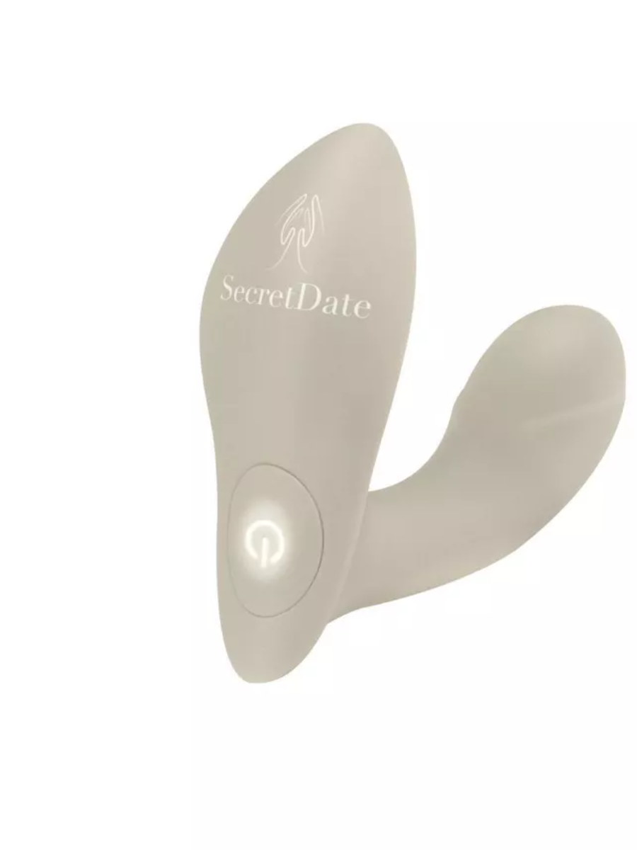 Вибратор SECRETDATE для клитора и точки G, пульт ДУ, 10 режимов, , силикон, светло-серый, 13 (9) х (1,9-2,8) см