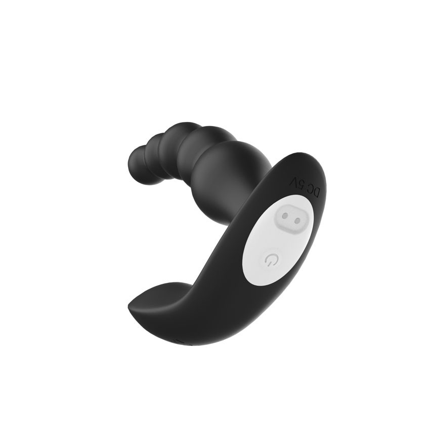 Вибромассажер простаты ANAL BEAD VIBRATOR, 10 режимов вибрации, пульт ДУ, силикон, черный, L рабочей части 15 см,  D 2,5x3,1x3,8 см    