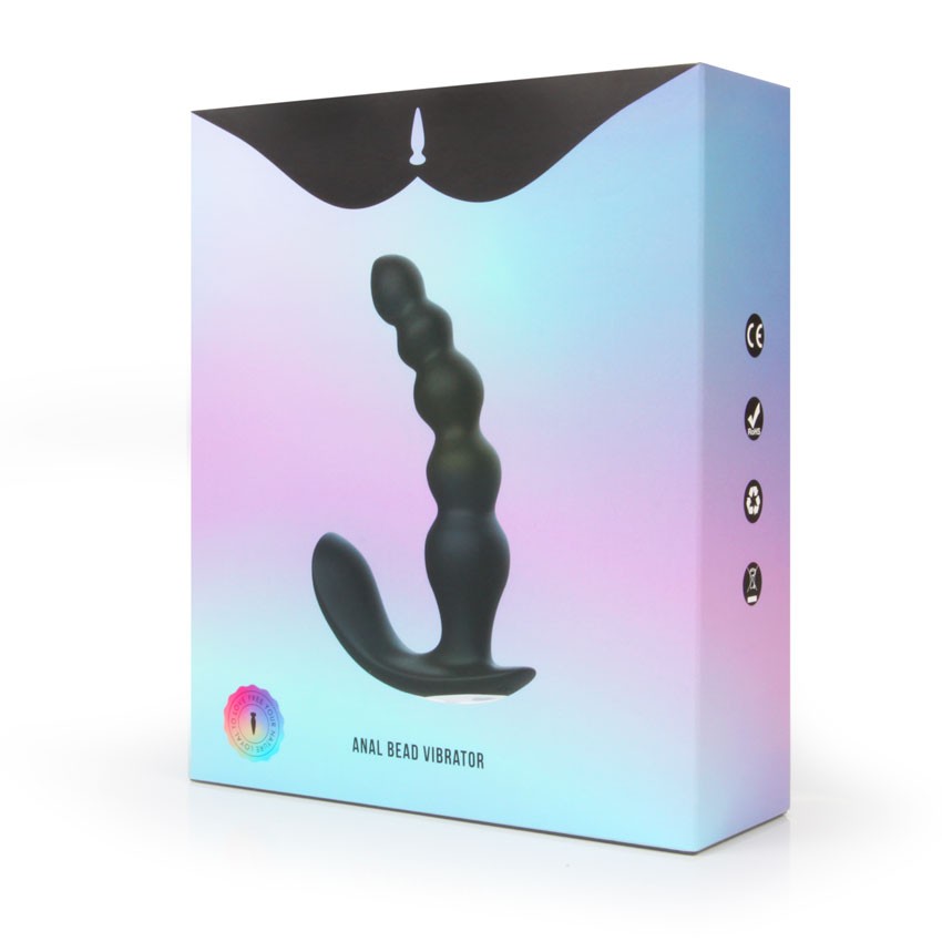 Вибромассажер простаты ANAL BEAD VIBRATOR, 10 режимов вибрации, пульт ДУ, силикон, черный, L рабочей части 15 см,  D 2,5x3,1x3,8 см    