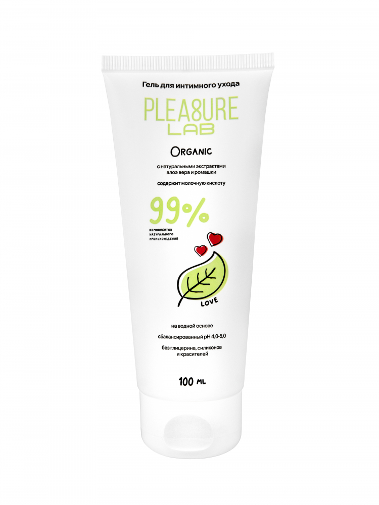 Натуральный   любрикант PLEASURE LAB ORGANIC на водной основе, с Алоэ Вера. Ромашкой, Молочной кислотой., 100 мл  