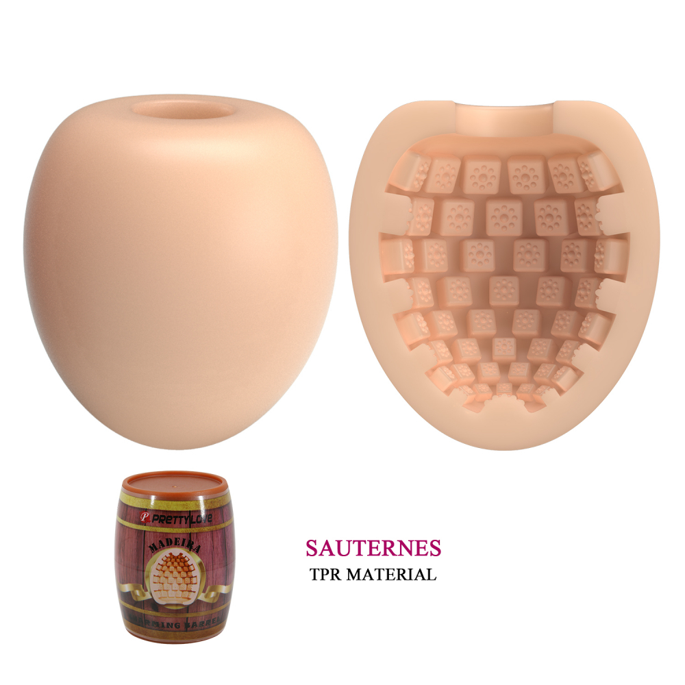 Маструбатор MADERIA в корпусе-бочонке, ТПР, телесный, 6,5х5х4,5 см