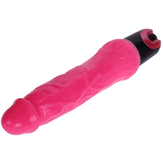 Розовый реалистичный вибратор многоскоростной, TPR, 24(16)х3,9 см