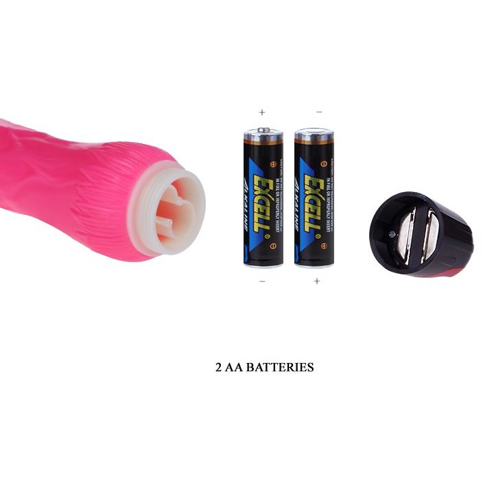 Розовый реалистичный вибратор многоскоростной, TPR, 24(16)х3,9 см