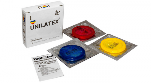  Презервативы UNILATEX MULTIFRUITS цветные ароматизированные, клубника, банан , мультифрукт, 3 шт.  