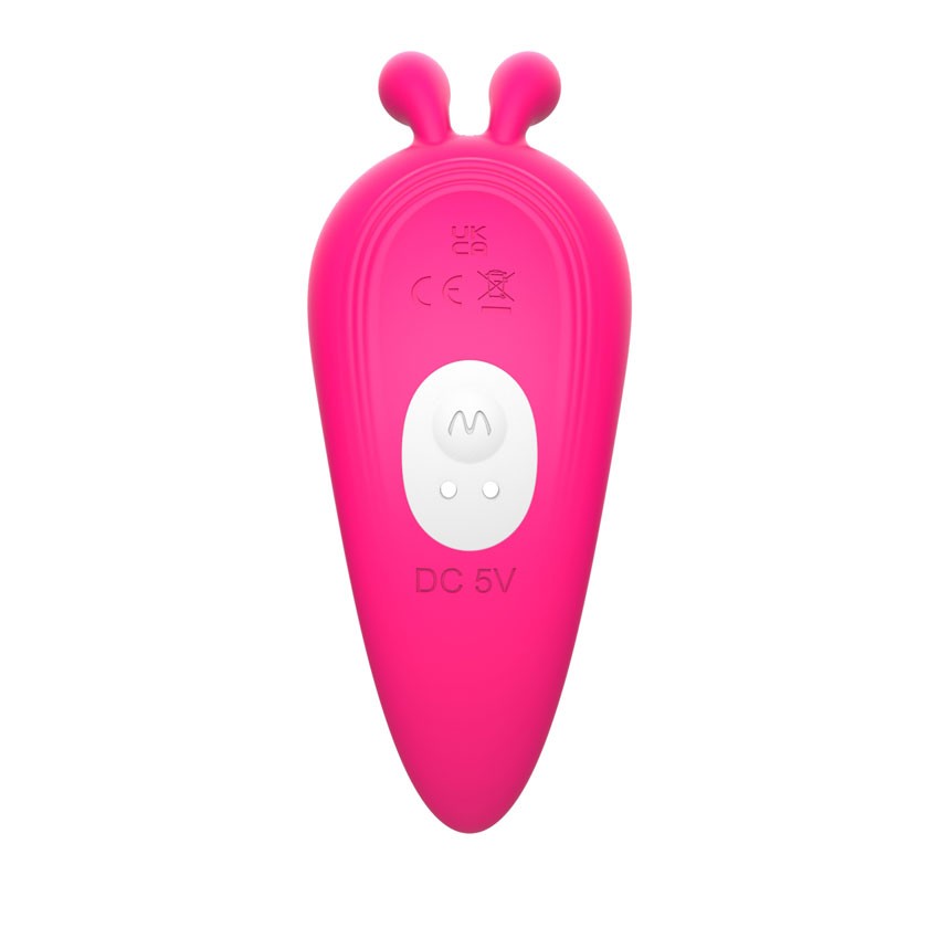 Вибратор VIBRATING PANTIES клиторально-вагинальный, 2 моторчика,  10 режимов вибрации, дистанционный пульт, силикон, ярко-розовый, L рабочей части 11 см, D 3,8 см 