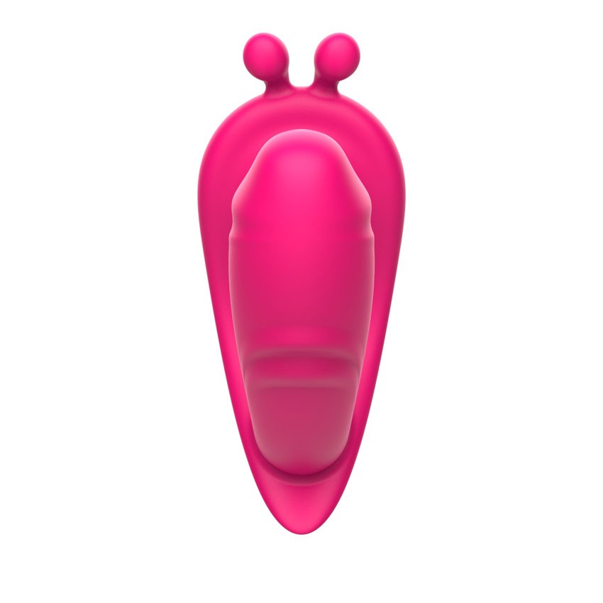 Вибратор VIBRATING PANTIES клиторально-вагинальный, 2 моторчика,  10 режимов вибрации, дистанционный пульт, силикон, ярко-розовый, L рабочей части 11 см, D 3,8 см 