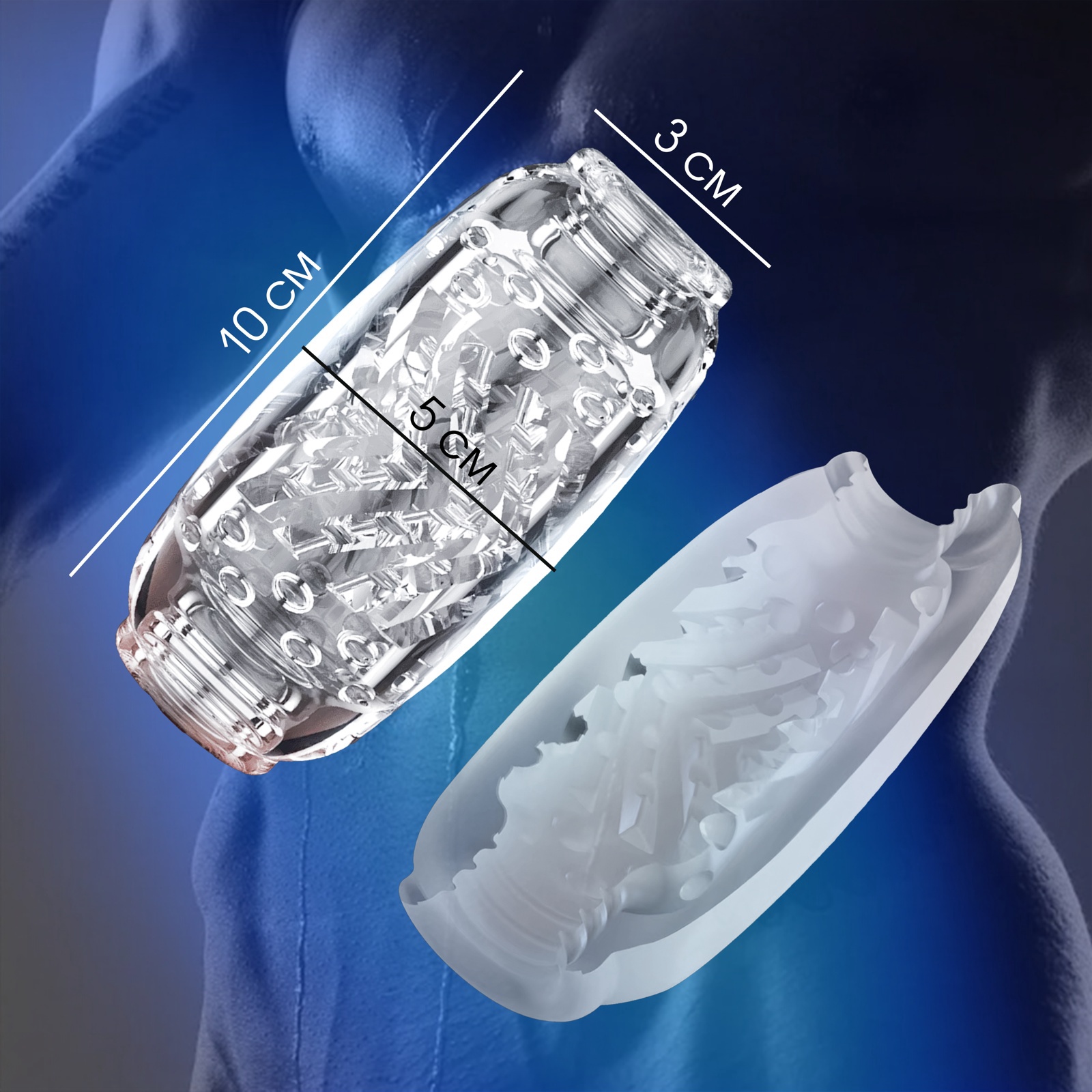 Мастурбатор YONI, гелевый, многоразовый, сквозной, прозрачный, 10х3 см