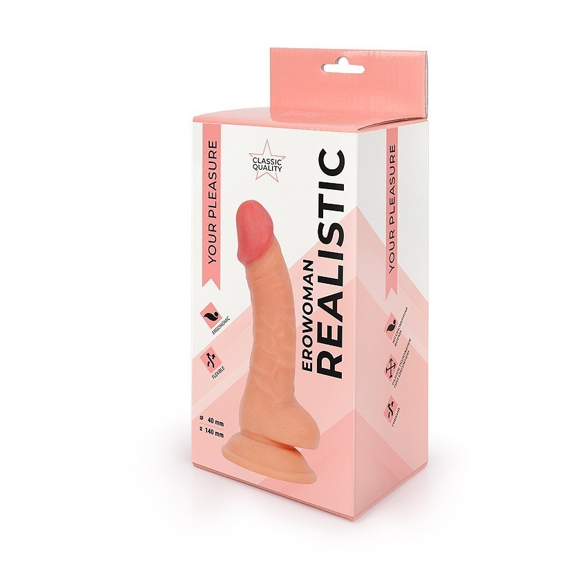 	Реалистичный фаллоимитатор EROWOMEN с мошонкой, ТПЕ, 17(14)х4 см 