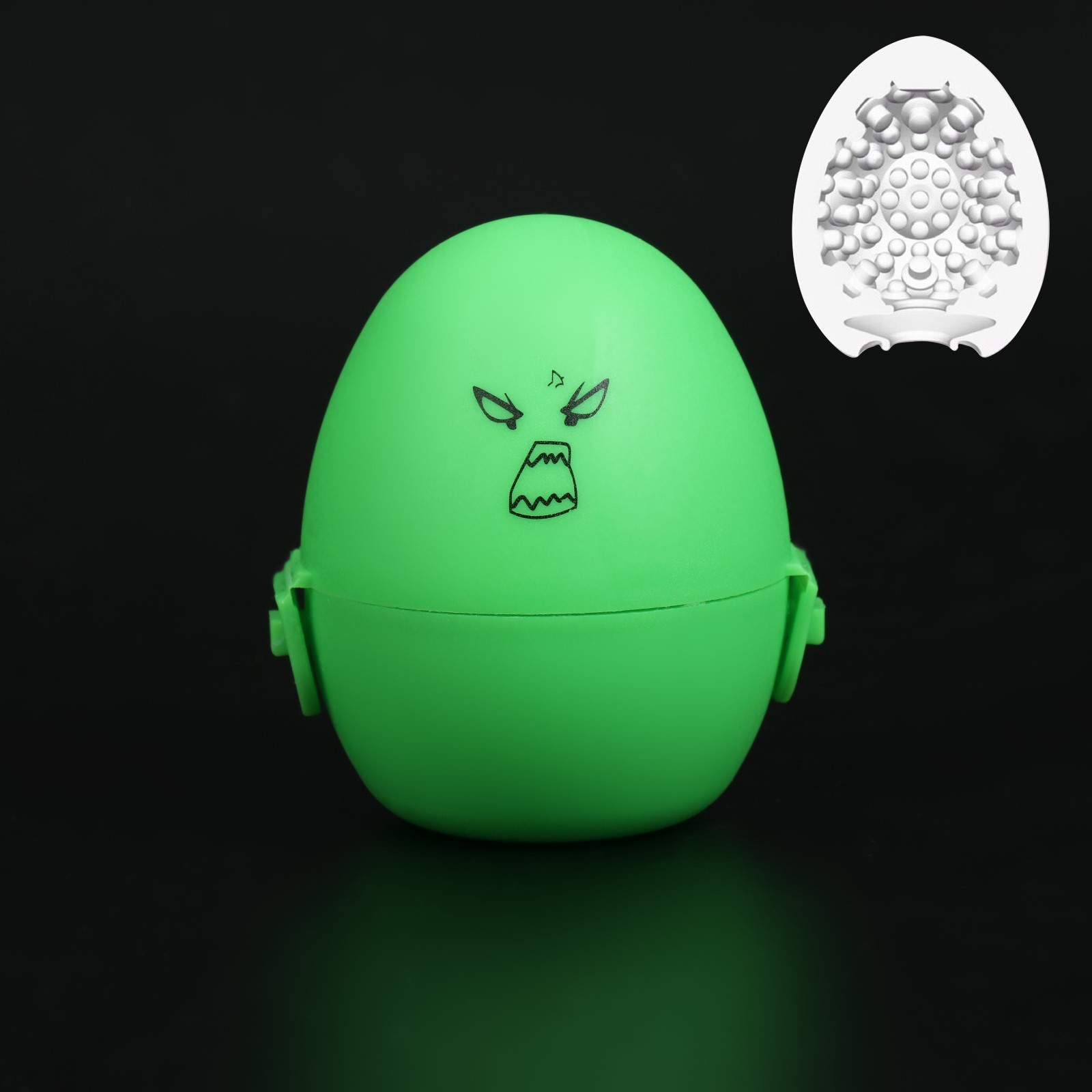 Акция 50% Мастурбатор-яйцо  EGG рельефный, в футляре, зеленый, 6,6 х 6 см (небольшой дефект поверхности корпуса)
